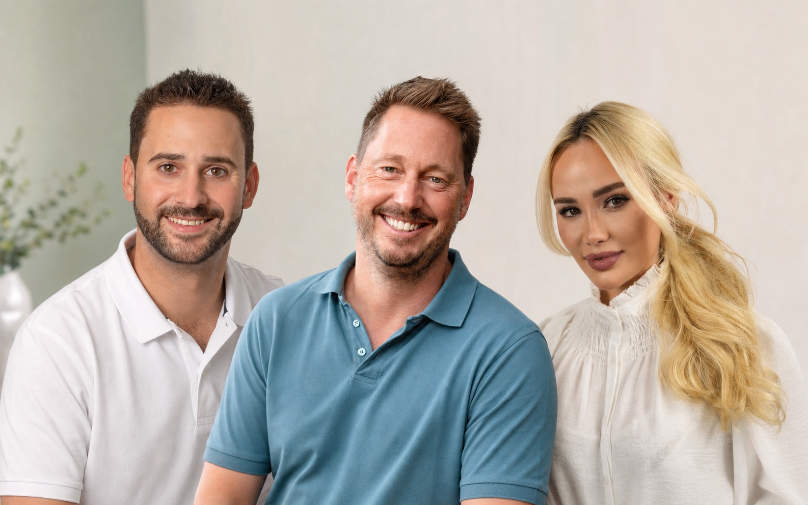 Das Ärzteteam der Zahnmedizin Westpfalz mit Dr. Hangx, Dr. Caroline Backman und Dr. Timo Holstein